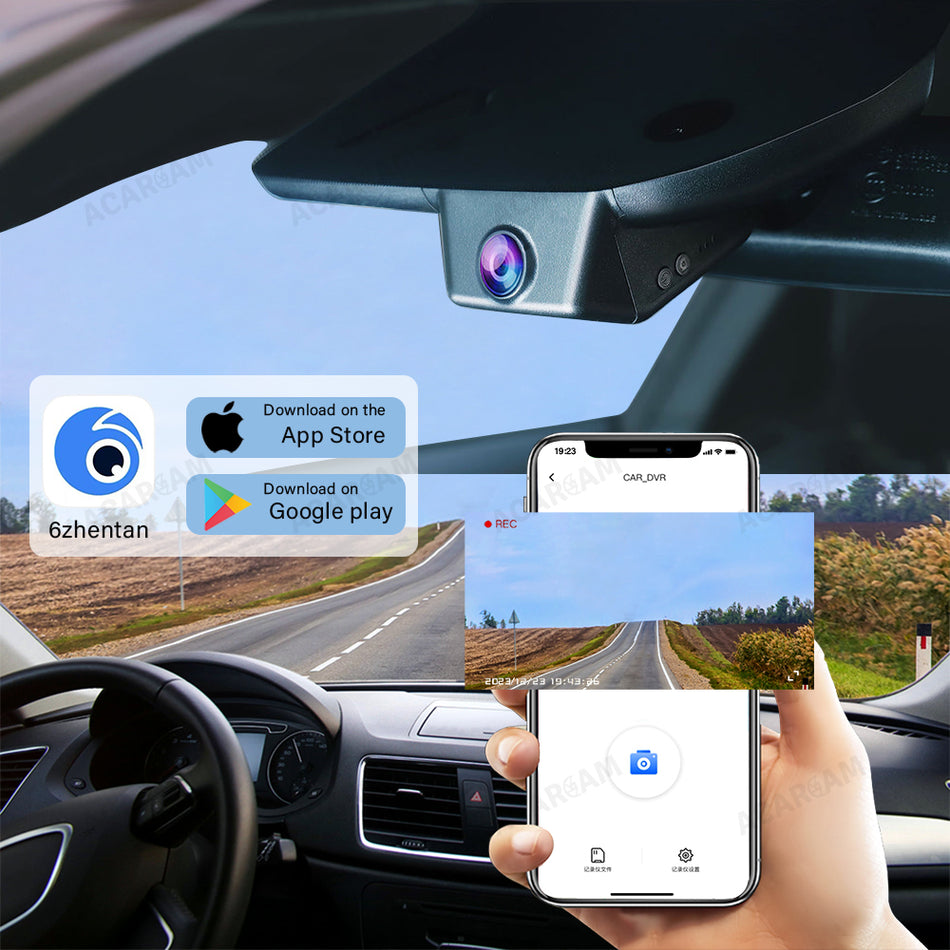 ACARCAM 4K HD Dual Lens Hidden Dash Camera for Ford Mustang  - Front & Rear Lens, Built-in WiFi, App Control, Night Vision, Parking Mode